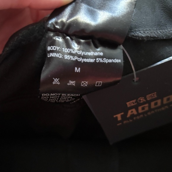 Tagoo Faux Leather Pleather Pants Womens Size Medium New With Tag Black Biker - Picture 5 of 5